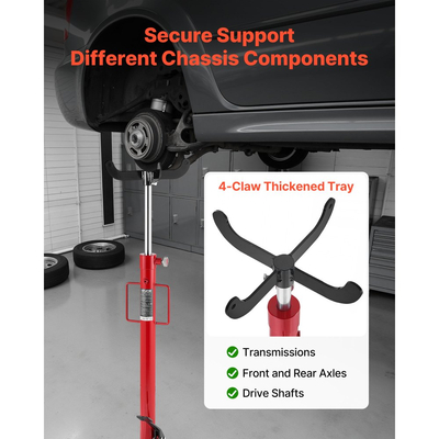 Υδραυλικός γρύλος μετάδοσης κίνησης VEVOR, ανυψωτική ικανότητα 1100 λίβρες / 0,5 τόνοι, τηλεσκοπικός γρύλος μετάδοσης κίνησης με πεντάλ ποδιού, περιστρεφόμενος τροχός 360°, ύψος ανύψωσης 112-187 cm, ανυψωτικό βαρούλκο για γκαράζ/καταστήματα