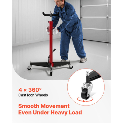 Υδραυλικός γρύλος μετάδοσης κίνησης VEVOR, ανυψωτική ικανότητα 1100 λίβρες / 0,5 τόνοι, τηλεσκοπικός γρύλος μετάδοσης κίνησης με πεντάλ ποδιού, περιστρεφόμενος τροχός 360°, ύψος ανύψωσης 112-187 cm, ανυψωτικό βαρούλκο για γκαράζ/καταστήματα