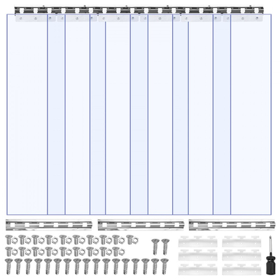 VEVOR Διαφανής Λωρίδα Κουρτίνας PVC, Ύψος 2,1 m x Πλάτος 0,9 m x Πάχος 2 mm, 6 τεμάχια Λωρίδες Κουρτίνας για Ψυγείο Κατάψυξης, Λείες Αδιάβροχες Λωρίδες Πλαστικής Πόρτας για Αποθήκη, Κατάψυξη, Πόρτες Γκαράζ