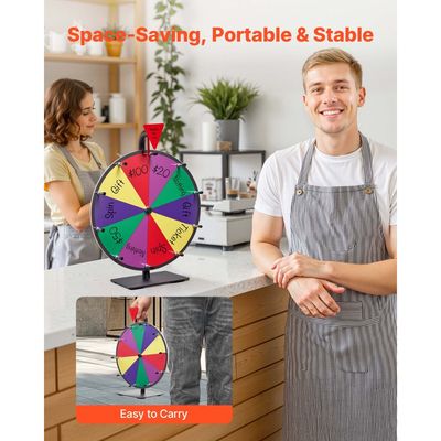 Τροχός Βραβείων VEVOR 305 mm, Τροχός Βραβείων 10 Θέσεων με Βάση, Επιτραπέζια Ρουλέτα Τύχης με Ξηρό Σβήσιμο και 2 Μαρκαδόρους, 5 Χρώματα, Εύκολη Συναρμολόγηση, για Πάρτι, Παμπ, Εμπορική Έκθεση, Καρναβάλι, Εκδηλώσεις