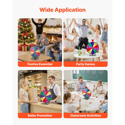 Τροχός Βραβείων VEVOR 305 mm, Τροχός Βραβείων 10 Θέσεων με Βάση, Επιτραπέζια Ρουλέτα Τύχης με Ξηρό Σβήσιμο και 2 Μαρκαδόρους, 5 Χρώματα, Εύκολη Συναρμολόγηση, για Πάρτι, Παμπ, Εμπορική Έκθεση, Καρναβάλι, Εκδηλώσεις