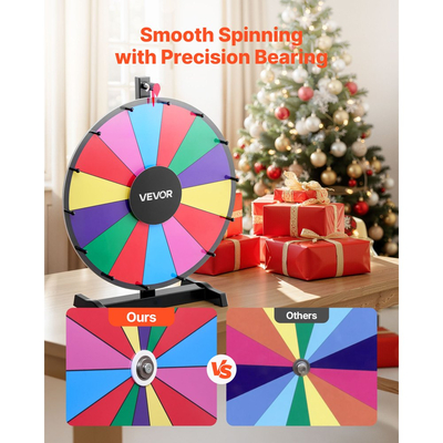 Τροχός Βραβείων VEVOR 457 mm, Τροχός Βραβείων 14 Θέσεων με Βάση, Επιτραπέζια Ρουλέτα Τύχης με Ξηρό Σβήσιμο και 2 Μαρκαδόρους, 6 Χρώματα, Εύκολη Συναρμολόγηση, για Πάρτι, Παμπ, Εμπορική Έκθεση, Καρναβάλι, Εκδηλώσεις