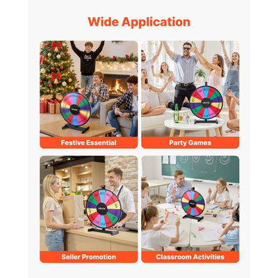 Τροχός Βραβείων VEVOR 457 mm, Τροχός Βραβείων 14 Θέσεων με Βάση, Επιτραπέζια Ρουλέτα Τύχης με Ξηρό Σβήσιμο και 2 Μαρκαδόρους, 6 Χρώματα, Εύκολη Συναρμολόγηση, για Πάρτι, Παμπ, Εμπορική Έκθεση, Καρναβάλι, Εκδηλώσεις