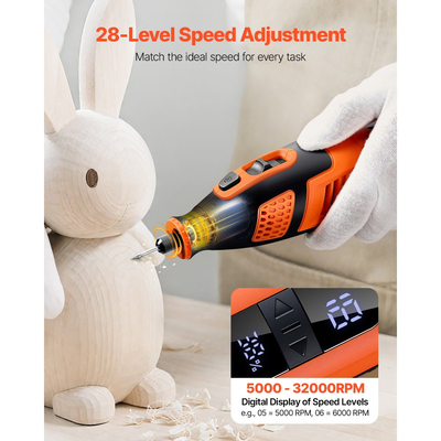 Κιτ ασύρματων περιστροφικών εργαλείων VEVOR 119 τεμαχίων, φορητό μίνι ηλεκτρικό περιστροφικό εργαλείο DC12V, ταχύτητα 28 επιπέδων 5000-32000 σ.α.λ. Πολυχρηστικά εργαλεία DIY για χάραξη, τρίψιμο, στίλβωση, σκάλισμα, κοπή, χειροτεχνίες DIY