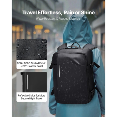 Σακίδιο ταξιδιού VEVOR κενού αέρος, 35L, Σακίδιο ταξιδιού συμπίεσης κενού αέρος με αντλία αέρα, πολλαπλές τσέπες και διαμερίσματα, αδιάβροχη βαλίτσα χειρός, τσάντα προσωπικής χρήσης, μαύρη