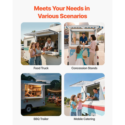 Παράθυρο VEVOR Concession 92x61 cm, Πλαίσιο αλουμινίου για φορτηγό τροφίμων, Παράθυρο σερβιρίσματος με βάση έως 85 μοίρες με πόρτα τέντας και γάντζο έλξης, Ανθεκτικό στο νερό της βροχής για ρυμουλκούμενα παραχώρησης