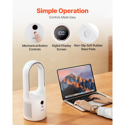 Ανεμιστήρας γραφείου VEVOR χωρίς λεπίδες, φορητός ανεμιστήρας γραφείου 12,99 ιντσών, αθόρυβος μικρός ανεμιστήρας πύργου 6 ταχυτήτων USB με επαναφορτιζόμενη μπαταρία, εύκολος καθαρισμός και φιλικός προς τα παιδιά, φυσάει κρύο αέρα για υπνοδωμάτιο, γραφείο, σπίτι