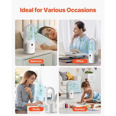 Ανεμιστήρας γραφείου VEVOR χωρίς λεπίδες, φορητός ανεμιστήρας γραφείου 12,99 ιντσών, αθόρυβος μικρός ανεμιστήρας πύργου 6 ταχυτήτων USB με επαναφορτιζόμενη μπαταρία, εύκολος καθαρισμός και φιλικός προς τα παιδιά, φυσάει κρύο αέρα για υπνοδωμάτιο, γραφείο, σπίτι