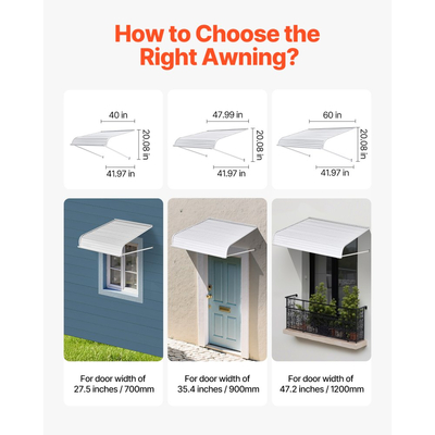 Τέντα αλουμινίου VEVOR 60 x 42 ίντσες, Ανθεκτική τέντα παραθύρου, Ελαφριές και σταθερές τέντες αλουμινίου για πόρτες εξωτερικού χώρου, βροχή, χιόνι, προστασία από το ηλιακό φως για πόρτα, είσοδο, παράθυρα, βεράντα