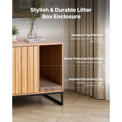 Έπιπλα περιβλήματος άμμου άμμου γάτας VEVOR, κρυφό ντουλάπι άμμου άμμου 80 cm με μαξιλάρι ξυσίματος και αποθηκευτικό χώρο, αδιάβροχο τραπεζάκι τουαλέτας γάτας, ταιριάζει στο μεγαλύτερο μέρος της άμμου άμμου, για υπνοδωμάτιο και σαλόνι