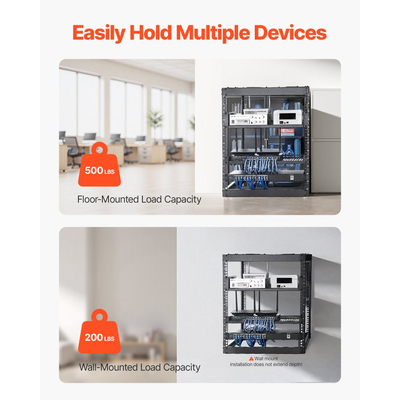 Rack δικτύου VEVOR 12U ανοιχτού πλαισίου, βάθους 585 mm, επιτοίχιο ή επιδαπέδιο, βαρέως τύπου 4 θέσεων, με αεριζόμενα ράφια και υλικό στήριξης, χωράει όλο τον εξοπλισμό δικτύωσης IT και τον εξοπλισμό AV.