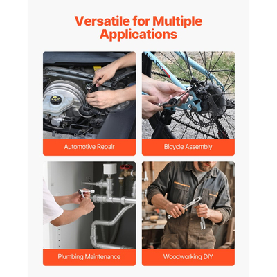 Σετ καρυδάκια VEVOR, 27 τεμάχια, Σετ καρυδάκια και καστάνιας 6,4 mm, SAE και μετρικό, Κιτ εργαλείων μηχανικού με κλειδί καστάνιας, ράβδο επέκτασης και θήκη αποθήκευσης, κράμα χάλυβα CR-V, για επισκευή αυτοκινήτων