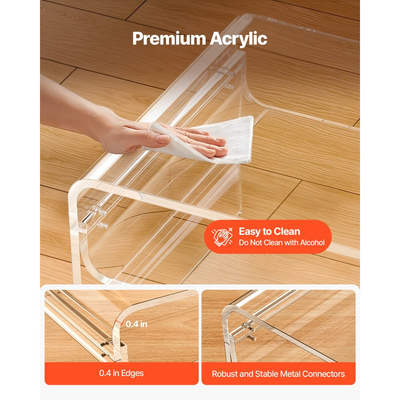 Τραπεζάκι Σαλονιού VEVOR Ακρυλικό, Κεντρικό Τραπέζι 2 Επιπέδων με Ράφι Αποθήκευσης, Μοντέρνο Ορθογώνιο Ακρυλικό Γραφείο Σαλονιού, Ιδανικό για Τραπεζαρία, Νησίδα Κουζίνας, Εστιατόριο, Γραφείο, 50 x 80 x 38 cm (Διαφανές)