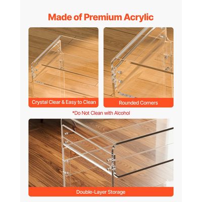 Τραπέζι Ακρυλικού VEVOR, 2 Επίπεδα Διαφανές Τραπέζι με Ράφι Αποθήκευσης, Μοντέρνο Ορθογώνιο Ακρυλικό Πλαϊνό Γραφείο, Διαφανές Χοντρό Κομοδίνο Γραφείου για Υπνοδωμάτιο, Γραφείο, Σαλόνι, 40 x 85 x 75 cm (Διαφανές)