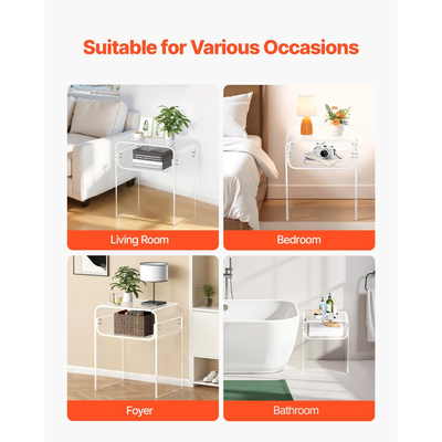 Βοηθητικό Τραπεζάκι VEVOR από Ακρυλικό, Διαφανές Κομοδίνο 2 Επιπέδων με Ράφι Αποθήκευσης, Μοντέρνο Ορθογώνιο Ακρυλικό Γραφείο, Διαφανές Χοντρό Κομοδίνο για Υπνοδωμάτιο, Σαλόνι, Γραφείο, 30 x 40 x 50 cm (Διαφανές)