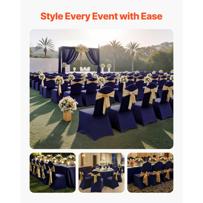 VEVOR 50 τεμάχια καλύμματα καρέκλας σε μπλε ναυτικό χρώμα, κάλυμμα καρέκλας από πολυεστέρα και σπάντεξ, ελαστικά καλύμματα για γάμο, πάρτι, τραπεζαρία, δεξιώσεις, καλύμματα καρέκλας με επίπεδη πρόσοψη, κατάλληλα για καρέκλα. Διαστάσεις έως 20,08 x 17,72 x 37,4 ίντσες.