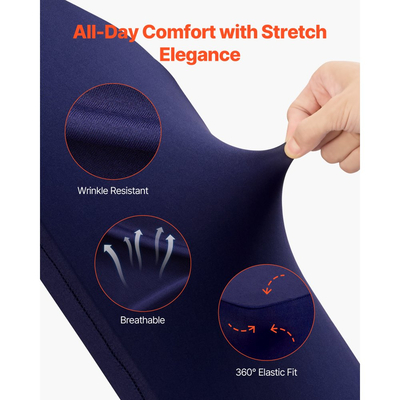 VEVOR 50 τεμάχια καλύμματα καρέκλας σε μπλε ναυτικό χρώμα, κάλυμμα καρέκλας από πολυεστέρα και σπάντεξ, ελαστικά καλύμματα για γάμο, πάρτι, τραπεζαρία, δεξιώσεις, καλύμματα καρέκλας με επίπεδη πρόσοψη, κατάλληλα για καρέκλα. Διαστάσεις έως 20,08 x 17,72 x 37,4 ίντσες.