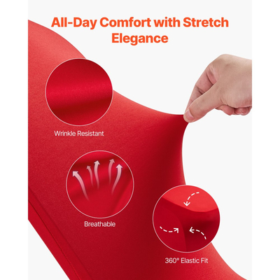 VEVOR 50 τεμάχια Κόκκινα Καλύμματα Καρέκλας, Κάλυμμα Καρέκλας από Πολυεστέρα και Σπάντεξ, Ελαστικά Καλύμματα για Γαμήλια Πάρτι, Δείπνο, Επίπεδη Πρόσοψη, Ταιριάζει σε Καρέκλα. Διαστάσεις έως 20,08 x 17,72 x 37,4 ίντσες.