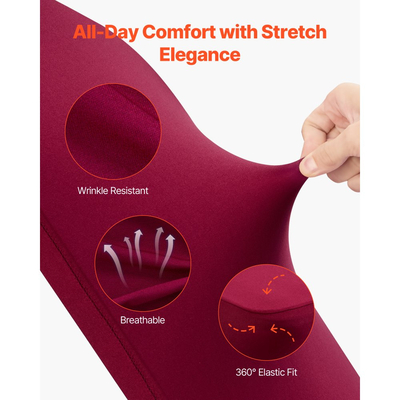 VEVOR 50 τεμάχια Καλύμματα Καρέκλας από Μπορντό, Κάλυμμα Καρέκλας από Πολυεστέρα και Σπάντεξ, Ελαστικά Καλύμματα για Γαμήλια Πάρτι, Δείπνο, Επίπεδη Πρόσοψη, Ταιριάζει σε Καρέκλα. Διαστάσεις έως 20,08 x 17,72 x 37,4 ίντσες.