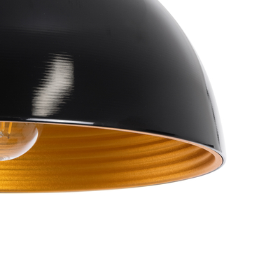 GLOBOSTAR® MEDEA 01004 Μοντέρνο Κρεμαστό Φωτιστικό Οροφής με Ντουί 1 x E27 AC 220-240V IP20 - Μαύρο & Χρυσό - Μ30 x Π30 x Υ16cm