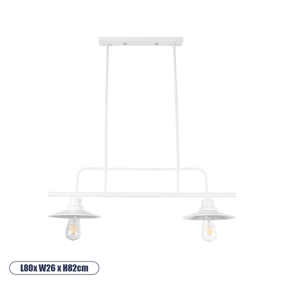 GLOBOSTAR® REGAL 01008 Vintage Φωτιστικό Οροφής με Ντουί 2 x E27 AC 220-240V IP20 - Λευκό - Μ80 x Π26 x Υ82cm