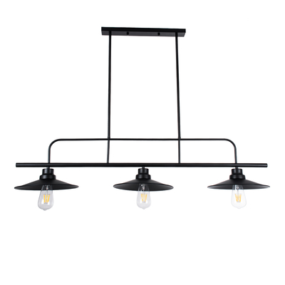 GLOBOSTAR® REGAL 01009 Vintage Φωτιστικό Οροφής με Ντουί 3 x E27 AC 220-240V IP20 - Μαύρο - Μ110 x Π26 x Υ75cm