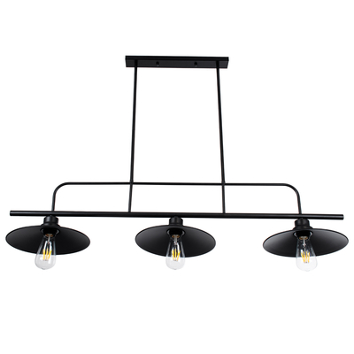 GLOBOSTAR® REGAL 01009 Vintage Φωτιστικό Οροφής με Ντουί 3 x E27 AC 220-240V IP20 - Μαύρο - Μ110 x Π26 x Υ75cm