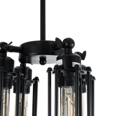 GLOBOSTAR® TUBING 01013 Vintage Κρεμαστό Φωτιστικό Οροφής με Ντουί 4 x E27 AC 220-240V IP20 - Μαύρο - Μ27 x Π27 x Y47cm