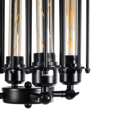 GLOBOSTAR® TUBING 01013 Vintage Κρεμαστό Φωτιστικό Οροφής με Ντουί 4 x E27 AC 220-240V IP20 - Μαύρο - Μ27 x Π27 x Y47cm