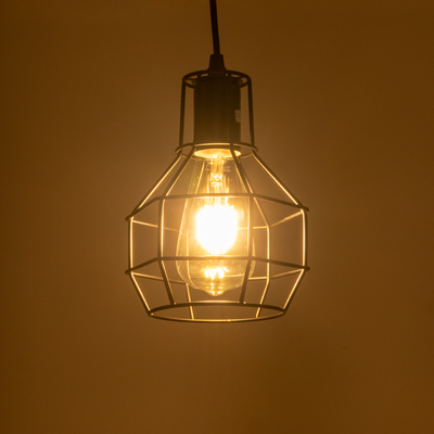 GLOBOSTAR® CAGE 01017 Vintage Κρεμαστό Φωτιστικό Οροφής με Ντουί 1 x E27 AC 220-240V IP20 - Μαύρο - Μ15 x Π15 x Υ20cm