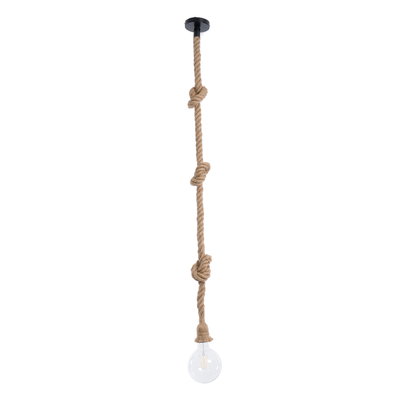 GLOBOSTAR® ROPE 01018 Boho Κρεμαστό Φωτιστικό Οροφής με Ντουί 1 x E27 AC 220-240V IP20 - Μπεζ - Μ3.5 x Π3.5 x Υ200cm