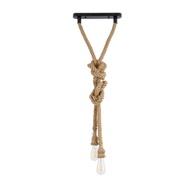 GLOBOSTAR® ROPE 01019 Boho Κρεμαστό Φωτιστικό Οροφής με Ντουί 2 x E27 AC 220-240V IP20 - Μπεζ - Μ38 x Π3.5 x Υ200cm