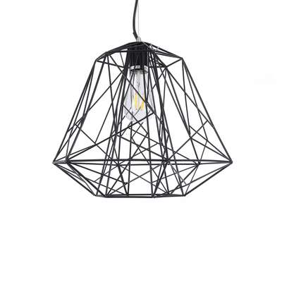 GLOBOSTAR® GRID 01022 Vintage Κρεμαστό Φωτιστικό Οροφής με Ντουί 1 x E27 AC 220-240V IP20 - Μαύρο - Μ40 x Π40 x Υ33cm