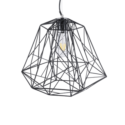 GLOBOSTAR® GRID 01022 Vintage Κρεμαστό Φωτιστικό Οροφής με Ντουί 1 x E27 AC 220-240V IP20 - Μαύρο - Μ40 x Π40 x Υ33cm