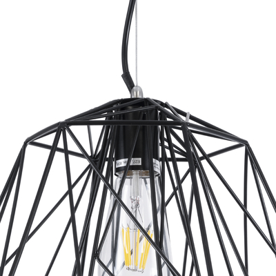 GLOBOSTAR® GRID 01022 Vintage Κρεμαστό Φωτιστικό Οροφής με Ντουί 1 x E27 AC 220-240V IP20 - Μαύρο - Μ40 x Π40 x Υ33cm
