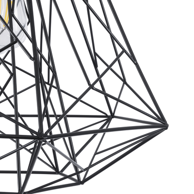 GLOBOSTAR® GRID 01022 Vintage Κρεμαστό Φωτιστικό Οροφής με Ντουί 1 x E27 AC 220-240V IP20 - Μαύρο - Μ40 x Π40 x Υ33cm