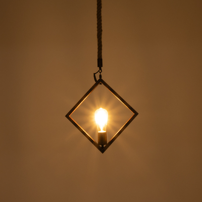 GLOBOSTAR® ALCO 01023 Vintage Κρεμαστό Φωτιστικό Οροφής με Ντουί 1 x E27 AC 220-240V IP20 - Χάλκινο & Μπεζ - Μ35 x Π3 x Υ35cm