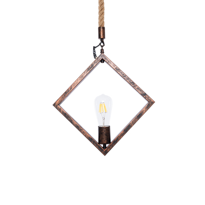 GLOBOSTAR® ALCO 01023 Vintage Κρεμαστό Φωτιστικό Οροφής με Ντουί 1 x E27 AC 220-240V IP20 - Χάλκινο & Μπεζ - Μ35 x Π3 x Υ35cm