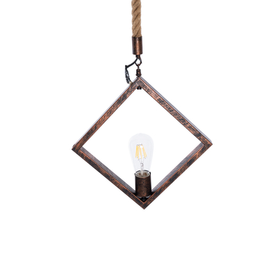 GLOBOSTAR® ALCO 01023 Vintage Κρεμαστό Φωτιστικό Οροφής με Ντουί 1 x E27 AC 220-240V IP20 - Χάλκινο & Μπεζ - Μ35 x Π3 x Υ35cm