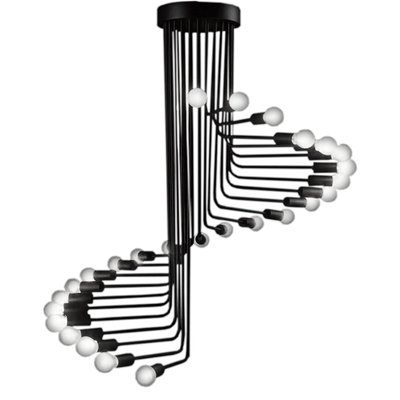 GLOBOSTAR® STAIRS 01024 Μοντέρνο Φωτιστικό Οροφής με Ντουί 26 x E27 AC 220-240V IP20 - Μαύρο - Μ80 x Π80 x Υ95cm