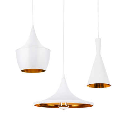 GLOBOSTAR® SHANGHAI 01026 Μοντέρνο Κρεμαστό Φωτιστικό Οροφής με Ντουί 3 x E27 AC 220-240V IP20 - Λευκό & Χρυσό - Μ79.5 x Π79.5 x Υ38cm - Σετ 3 Τεμαχίων