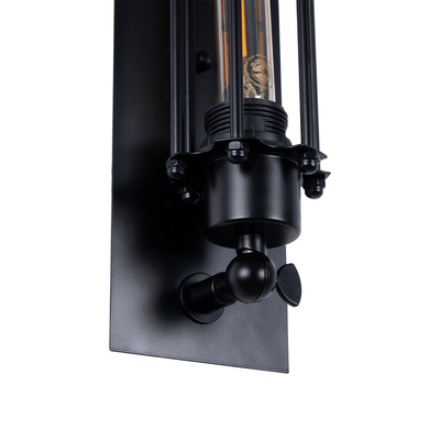 GLOBOSTAR® BESPOKE 01033 Vintage Φωτιστικό Τοίχου - Απλίκα με Ντουί 2 x E27 AC 220-240V IP20 - Μαύρο - Μ10 x Π10 x Υ47cm