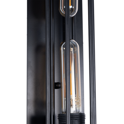 GLOBOSTAR® BESPOKE 01033 Vintage Φωτιστικό Τοίχου - Απλίκα με Ντουί 2 x E27 AC 220-240V IP20 - Μαύρο - Μ10 x Π10 x Υ47cm