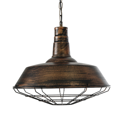 GLOBOSTAR® RAY 01045 Vintage Κρεμαστό Φωτιστικό Οροφής με Ντουί 1 x E27 AC 220-240V IP20 - Χάλκινο Εφέ Σκουριάς - Μ46 x Π46 x Υ36cm