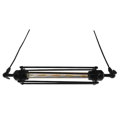 GLOBOSTAR® TUBE 01085 Vintage Κρεμαστό Φωτιστικό Οροφής με Ντουί 1 x E27 AC 220-240V IP20 - Μαύρο - Μ43 x Π11 x Υ11cm