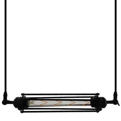 GLOBOSTAR® TUBE 01085 Vintage Κρεμαστό Φωτιστικό Οροφής με Ντουί 1 x E27 AC 220-240V IP20 - Μαύρο - Μ43 x Π11 x Υ11cm
