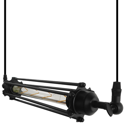 GLOBOSTAR® TUBE 01085 Vintage Κρεμαστό Φωτιστικό Οροφής με Ντουί 1 x E27 AC 220-240V IP20 - Μαύρο - Μ43 x Π11 x Υ11cm