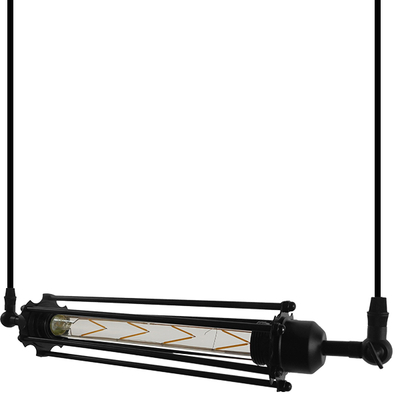 GLOBOSTAR® TUBE 01085 Vintage Κρεμαστό Φωτιστικό Οροφής με Ντουί 1 x E27 AC 220-240V IP20 - Μαύρο - Μ43 x Π11 x Υ11cm