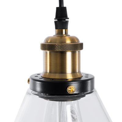 GLOBOSTAR® BINGLEY 01169 Vintage Κρεμαστό Φωτιστικό Οροφής με Ντουί 1 x E27 AC 220-240V IP20 - Διάφανο & Χρυσό - Μ18 x Π18 x Υ20cm