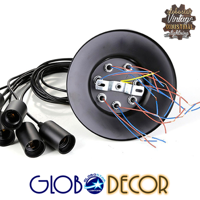 GLOBOSTAR® WIRED 01173 Vintage Κρεμαστό Φωτιστικό Οροφής με Ντουί 10 x E27 AC 220-240V IP20 - Μαύρο - Μ200 x Π200 x Υ100cm